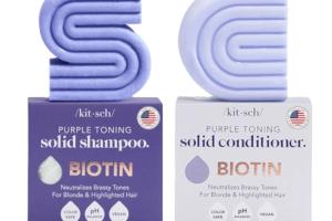 KITSCH - Shampoing et après-shampoing violets pour cheveux colorés et gris - 91g+77g