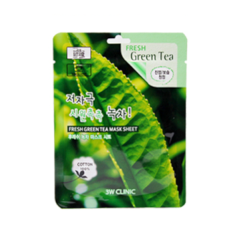 3W Clinic - Feuille de masque au thé vert frais - 1pièce 3W Clinic - Feuille de masque au thé vert frais - 1pièce
