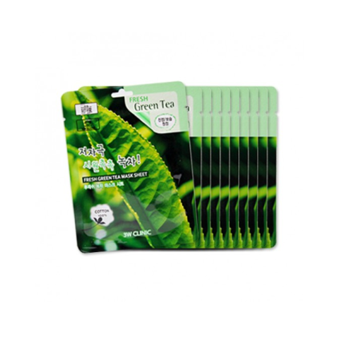 3W Clinic - Feuille de masque frais - Green Tea - 10pièce 3W Clinic - Feuille de masque frais - Green Tea - 10pièce