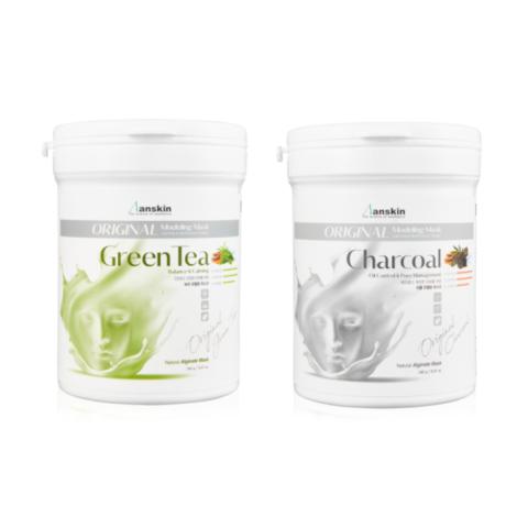 Anskin Modeling Mask - (240g) - Green Tea (1ea) + Charcoal (1ea) Set Anskin Modeling Mask - (240g) - Green Tea (1ea) + Charcoal (1ea) Set