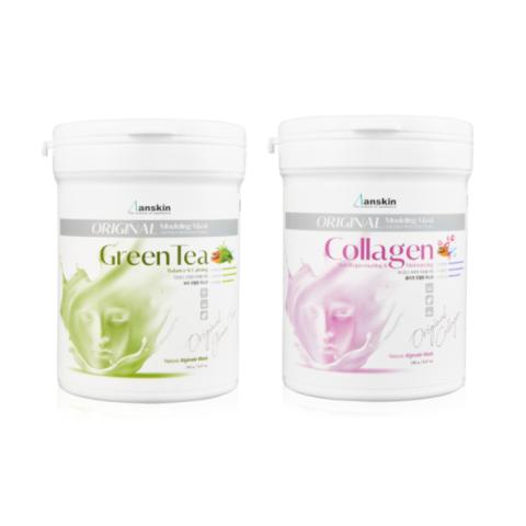 Anskin Modeling Mask - (240g) - Green Tea (1ea) + Collagen (1ea) Set Anskin Modeling Mask - (240g) - Green Tea (1ea) + Collagen (1ea) Set