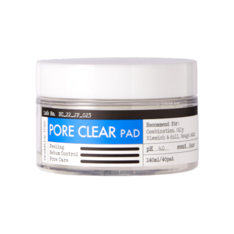DERMA FACTORY - Tampon transparent pour pores - 140ml/40pad DERMA FACTORY - Tampon transparent pour pores - 140ml/40pad