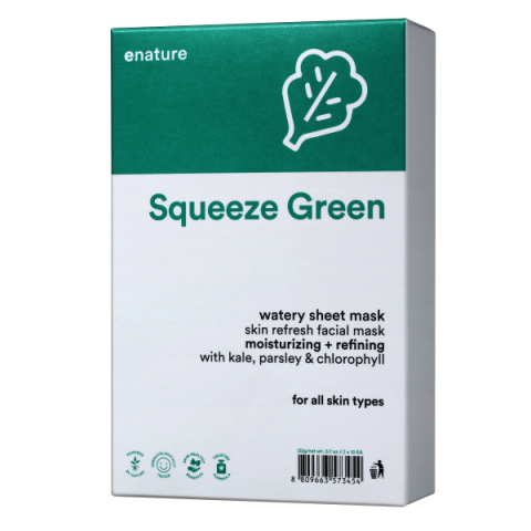 E NATURE - Squeeze Green Watery Masque de feuille - 10pièces E NATURE - Squeeze Green Watery Masque de feuille - 10pièces