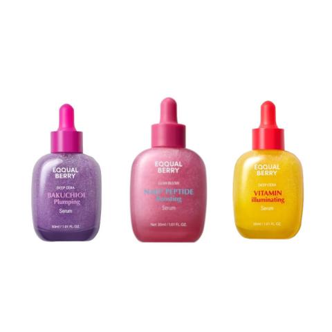 EQQUALBERRY - NAD+ Peptide Boosting Serum - 30ml (1ea) + Bakuchiol Plumping Serum - 30ml (1ea) + Vitamin Illuminating Serum -...