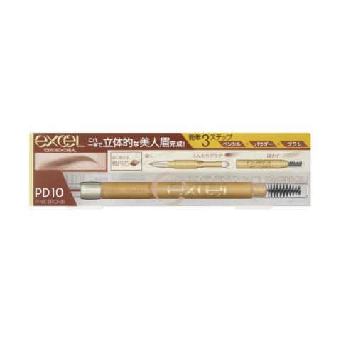EXCEL - Poudre & Crayon Eyebrow EX - 0.4g - PD10 Pink Brown EXCEL - Poudre & Crayon Eyebrow EX - 0.4g - PD10 Pink Brown