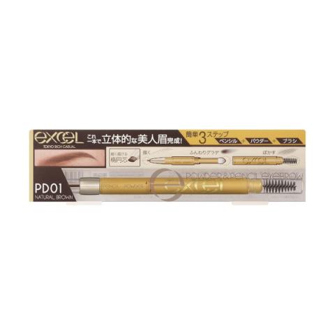 EXCEL - Powder & Pencil Eyebrow EX - 0.4g - PD01 Natural Brown