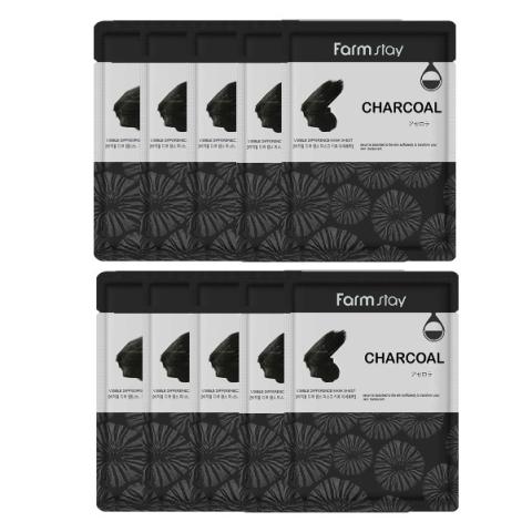 Farm Stay - Visible Difference Feuille de masque - Charcoal - 10pièce Farm Stay - Visible Difference Feuille de masque - Charcoal - 10pièce