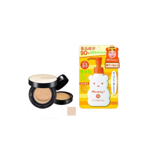 ISEHAN - Kiss Me Mommy UV Mild Gel SPF33 PA+++ - 100ml X Jung Saem Mool - Essential Skin Nuder Cushion - 14g+14g - Fair-Light ISEHAN - Kiss Me Mommy UV Mild Gel SPF33 PA+++ - 100ml X Jung Saem Mool - Essential Skin Nuder Cushion - 14g+14g - Fair-Light