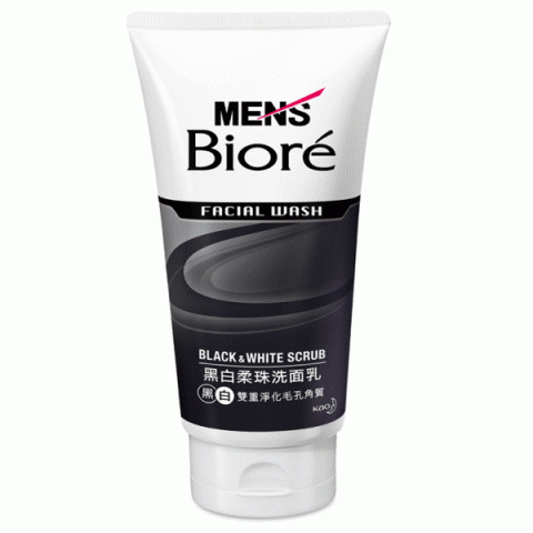 Kao - Men's Biore Nettoyant pour le visage exfoliant noir et blanc Kao - Men's Biore Nettoyant pour le visage exfoliant noir et blanc