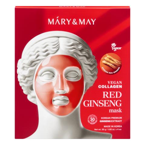 Mary&May - Masque végétalien au collagène et au ginseng rouge - 30g*4ea