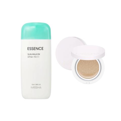 MISSHA All Around Safe Block Essence Sun Milk EX - 70ml (SPF50+ PA+++) (1ea) + Magic Cushion Cover Lasting - 15g (SPF50+... MISSHA All Around Safe Block Essence Sun Milk EX - 70ml (SPF50+ PA+++) (1ea) + Magic Cushion Cover Lasting - 15g (SPF50+...