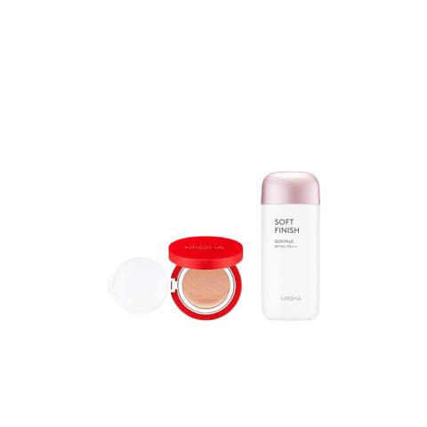 MISSHA - All-Around Safe Block Soft Finish Sun Milk SPF50+ PA+++ - 70ml X MISSHA - Velvet Finish Cushion SPF50+ PA+++ - 15g - 21 MISSHA - All-Around Safe Block Soft Finish Sun Milk SPF50+ PA+++ - 70ml X MISSHA - Velvet Finish Cushion SPF50+ PA+++ - 15g - 21