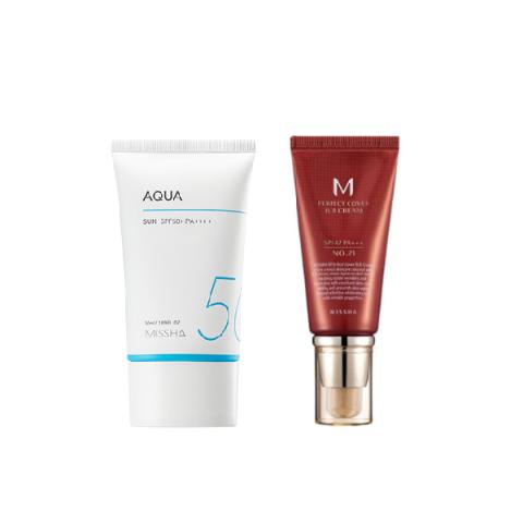 Missha Aqua Sun X M Perfect Cover BB cream # 21 Set Missha Aqua Sun X M Perfect Cover BB cream # 21 Set