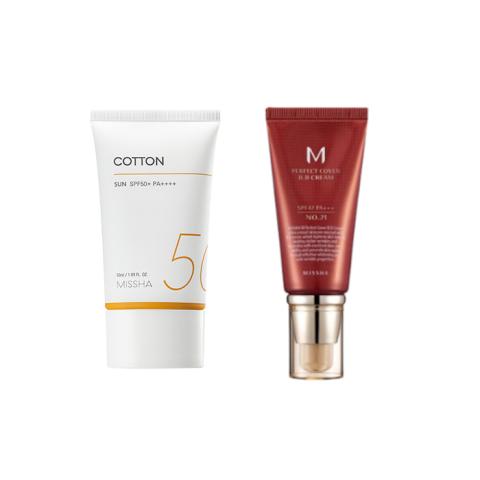 Missha Cotton Sun X M Perfect Cover BB cream # 21 Set Missha Cotton Sun X M Perfect Cover BB cream # 21 Set