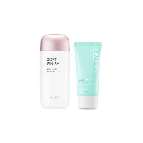 Missha Soft Finish Sun Milk X A'pieu Hero Sunscreen Set B Missha Soft Finish Sun Milk X A'pieu Hero Sunscreen Set B