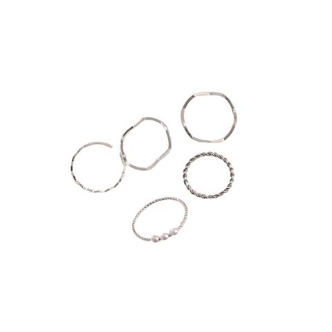 MsBlossom - Anneaux Ensemble - 1set(5pièces) - Silver (Open Ring x MsBlossom - Anneaux Ensemble - 1set(5pièces) - Silver (Open Ring x