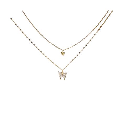 MsBlossom - Collier superposé papillon - 1pièce - Gold