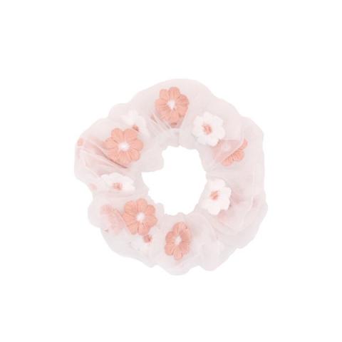 MsBlossom - Floral Embroidery Mesh Hair Tie - 1pièce - Pink MsBlossom - Floral Embroidery Mesh Hair Tie - 1pièce - Pink