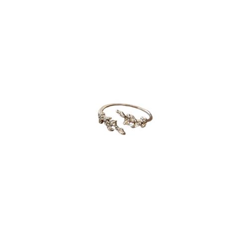 MsBlossom - Rhinestone Leaf Open Ring - 1pièce - Silver MsBlossom - Rhinestone Leaf Open Ring - 1pièce - Silver