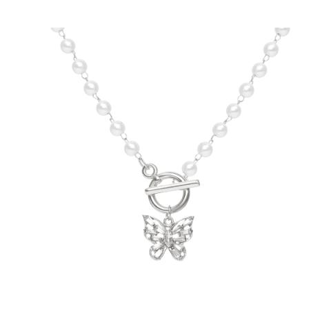 MsBlossom - Tour de cou papillon en fausse perle - 1pièce - Silver MsBlossom - Tour de cou papillon en fausse perle - 1pièce - Silver