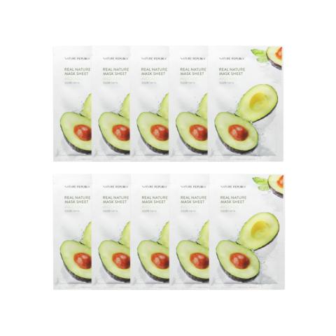 NATURE REPUBLIC - Real Nature Sheet Mask - Avocado - 1pc (10ea) Set NATURE REPUBLIC - Real Nature Sheet Mask - Avocado - 1pc (10ea) Set