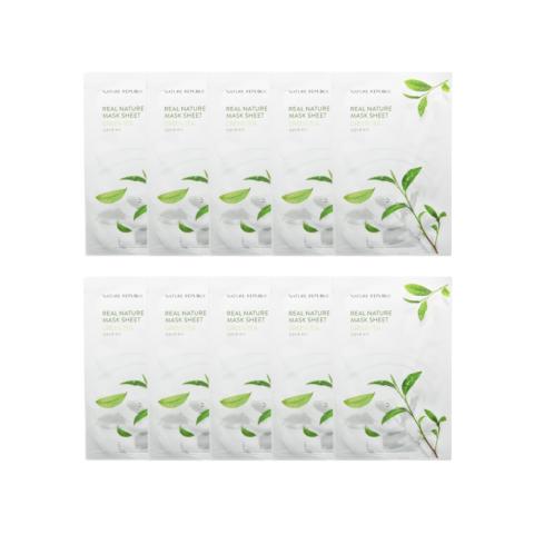 NATURE REPUBLIC - Real Nature Sheet Mask - Green Tea - 1pc (10ea) Set NATURE REPUBLIC - Real Nature Sheet Mask - Green Tea - 1pc (10ea) Set