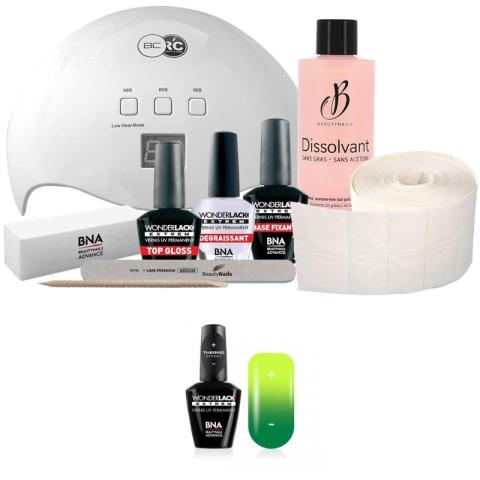 Pack Beauty Nails + Lampe 48 watts Wonderlack Extrême Beautynails Thermo Effect Green/Yellow 12 ml Pack Beauty Nails + Lampe 48 watts Wonderlack Extrême Beautynails Thermo Effect Green/Yellow 12 ml