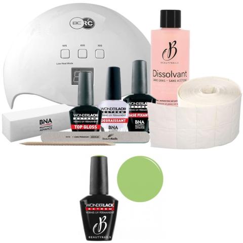Pack Beauty Nails + Lampe 48 watts Wonderlak extrême Beauty Nails HONKY TONK GREEN WLE003 Pack Beauty Nails + Lampe 48 watts Wonderlak extrême Beauty Nails HONKY TONK GREEN WLE003