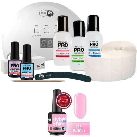 Pack Mollon + Lampe 48 watts Mini Vernis Semi-Permanent Hybrid Shine Mollon Pro 8ml 215