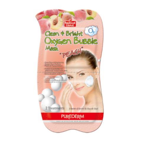 PUREDERM - Clean&Bright Oxygen Bubble Mask - 3.5ml+3.5ml - Peach PUREDERM - Clean&Bright Oxygen Bubble Mask - 3.5ml+3.5ml - Peach