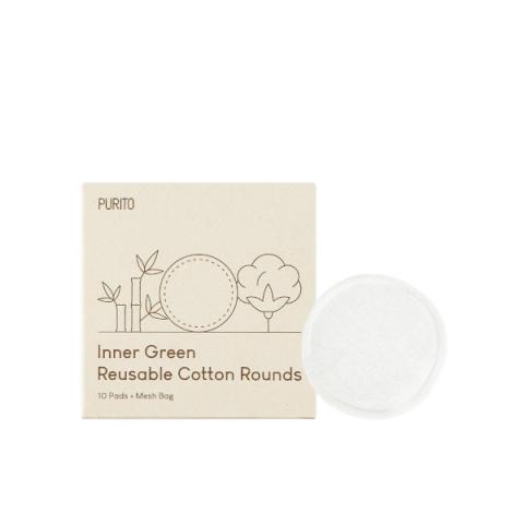 PURITO - Ronds de coton réutilisables verts intérieurs - 10 Pads PURITO - Ronds de coton réutilisables verts intérieurs - 10 Pads