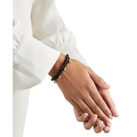 Rituals Black Onyx Pendant Bead Bracelet Gold Plated