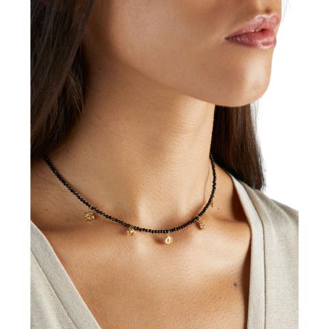 Rituals Black Onyx Pendant Bead Necklace Gold Plated Rituals Black Onyx Pendant Bead Necklace Gold Plated