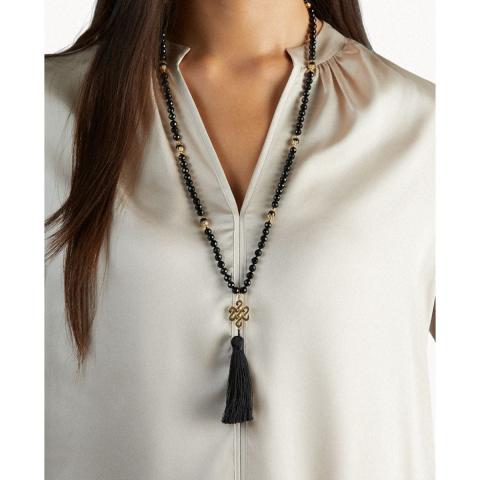 Rituals Black Onyx Mala Necklace Gold Plated Rituals Black Onyx Mala Necklace Gold Plated
