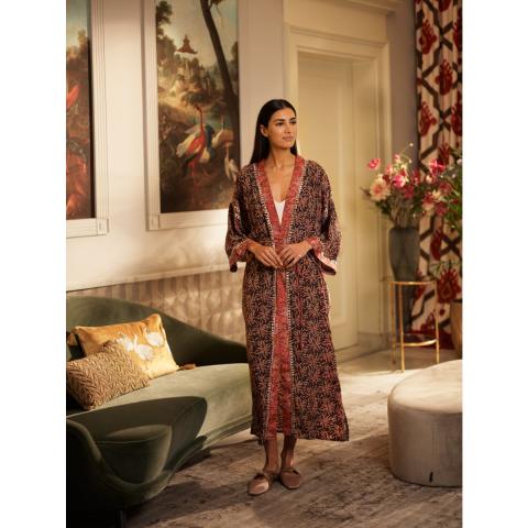 Rituals Jaypur Saree Kimono Dark Flower Long Rituals Jaypur Saree Kimono Dark Flower Long