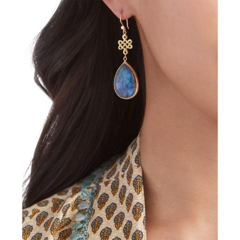 Rituals Labradorite Infinity Earrings Pear Cut Gold Plated Rituals Labradorite Infinity Earrings Pear Cut Gold Plated