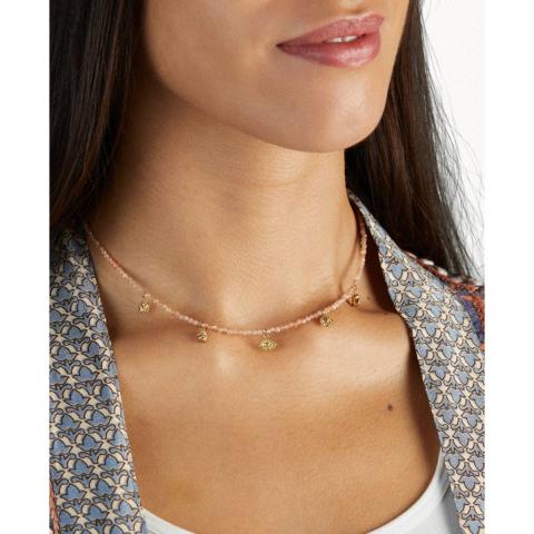Rituals Peach Moonstone Pendant Bead Necklace Gold Plated Rituals Peach Moonstone Pendant Bead Necklace Gold Plated