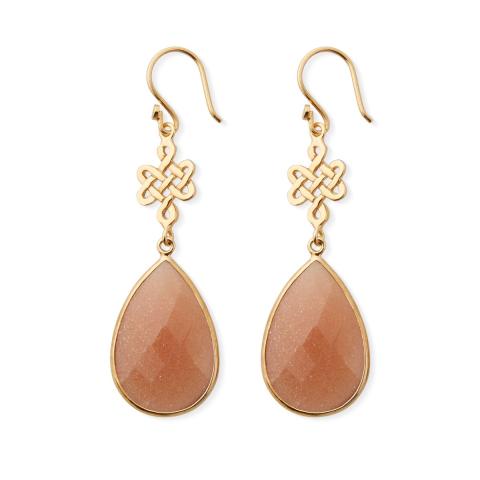 Rituals Peach Moonstone Infinity Earrings Pear Cut Gold Plated Rituals Peach Moonstone Infinity Earrings Pear Cut Gold Plated