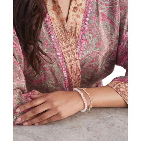 Rituals Rose Quartz Pendant Bead Bracelet Gold Plated
