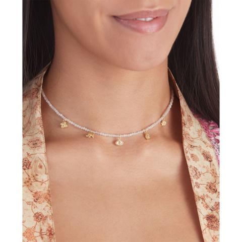 Rituals Rose Quartz Pendant Bead Necklace Gold Plated Rituals Rose Quartz Pendant Bead Necklace Gold Plated