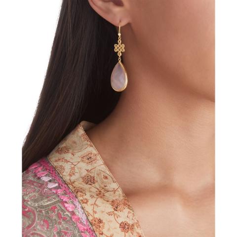 Rituals Rose Quartz Infinity Earrings Pear Cut Gold Plated Rituals Rose Quartz Infinity Earrings Pear Cut Gold Plated