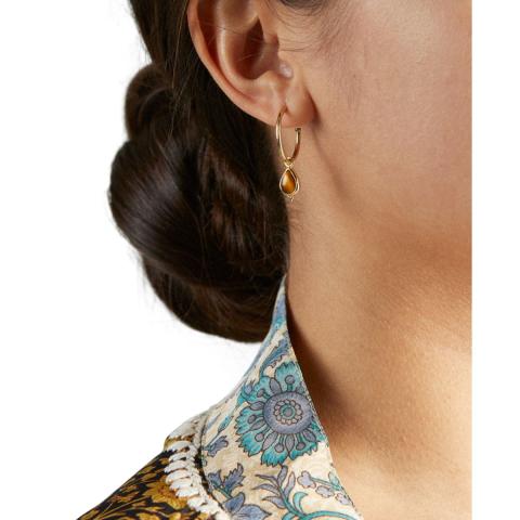 Rituals Tiger Eye Pendant Hoops Gold Plated Rituals Tiger Eye Pendant Hoops Gold Plated