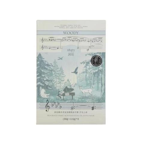 Roopy - Masque pour les mains aux huiles essentielles d'acides de fruits parfumées aux fleurs - 3pièces - Woody Roopy - Masque pour les mains aux huiles essentielles d'acides de fruits parfumées aux fleurs - 3pièces - Woody