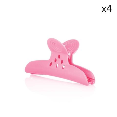 Sachet de 4 pinces à mèches larges roses Sachet de 4 pinces à mèches larges roses
