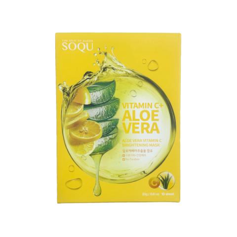 SOQU - Masque éclaircissant à l'aloe vera et à la vitamine C - 23g*10 sheets SOQU - Masque éclaircissant à l'aloe vera et à la vitamine C - 23g*10 sheets