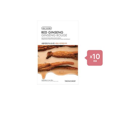 THE FACE SHOP - Real Nature Face Mask - Red Ginseng - 1pc (10ea) Set THE FACE SHOP - Real Nature Face Mask - Red Ginseng - 1pc (10ea) Set