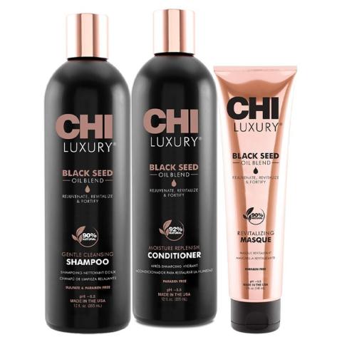 Trio shampooing + conditionneur + masque Luxury Black Seed Oil CHI Trio shampooing + conditionneur + masque Luxury Black Seed Oil CHI