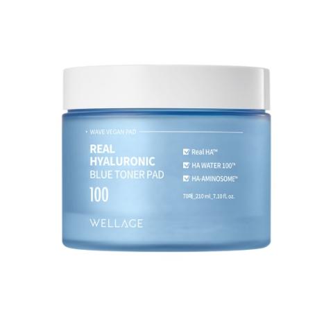 Wellage - Real Hyaluronic Tampon de toner bleu - 210ml/70ea Wellage - Real Hyaluronic Tampon de toner bleu - 210ml/70ea